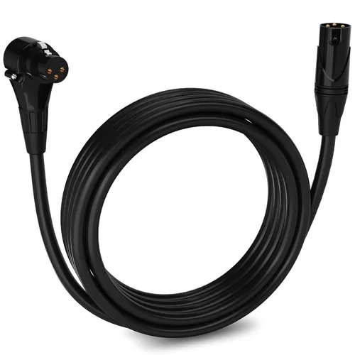 Miniatura 69 de LyxPro Cable de micrófono XLR hembra a macho de ángulo recto de 3 pines de 1.5 pies para altavoces amplificados, interfaz de audio, rendimiento