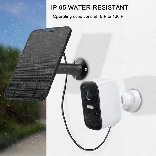 Miniatura 5 de Panel solar compatible con Eufycam 3/3C/2C/2C Pro/2/2 Pro/E20/E40/E/S40/S220/L40/L20, con cable de carga impermeable de 13.1 pies, IP65 resistente a