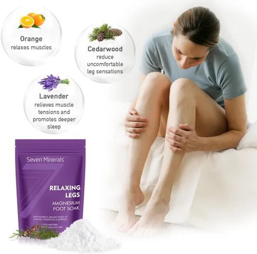 Miniatura 2 de Seven Minerals Relaxing Legs - Escamas de cloruro de magnesio de 3 libras, absorbe mejor que la sal de Epsom, fórmula única de remojo de pies