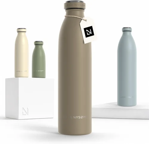 Miniatura 87 de LARS NYSØM Botella de agua XL de acero inoxidable aislada 12oz 17oz 25oz 34oz 51oz Botella térmica aislada para bebidas calientes y frías Azul