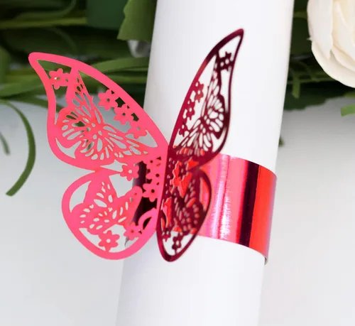 Miniatura 9 de 50 servilleteros de mariposa cortados con láser para cenas, mesas, diarios, bodas, aniversarios, fiestas, decoración de baby shower, suministros