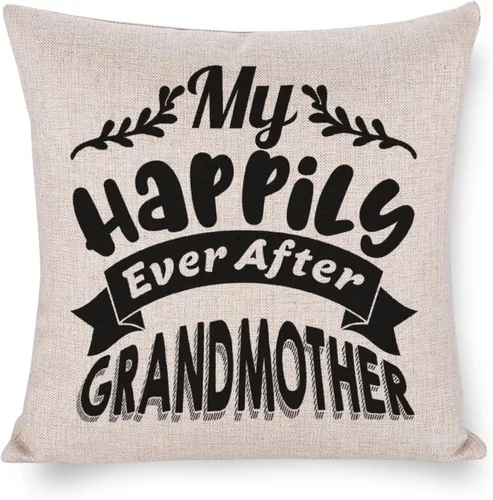 Fundas de almohada de 16 x 16 pulgadas, decoración de granja con texto en inglés "My Happily Ever After Grandmother", fundas de cojín para el hogar,