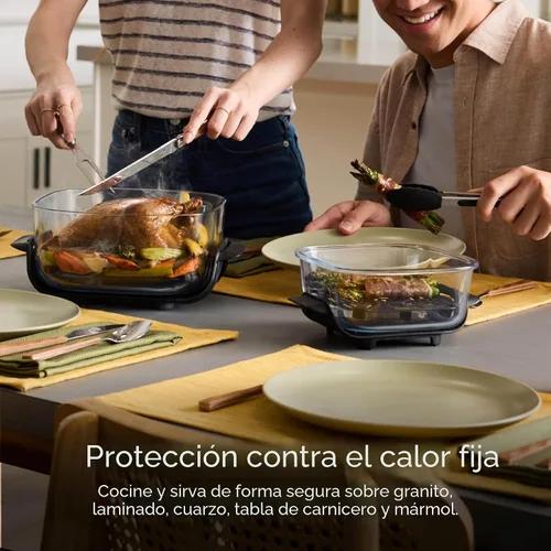 Miniatura 10 de Ninja Crispi - Freidora de aire de vidrio 4 en 1 Con recipientes de vidrio no tóxicos de 4 cuartos y 6 tazas y tapas Apto para microondas, Gris
