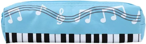 Miniatura 8 de Estuche de tela Oxford, cuadrado de una sola capa, notas musicales, teclado de piano, estuche para lápices de gran capacidad, bolsas para Azul