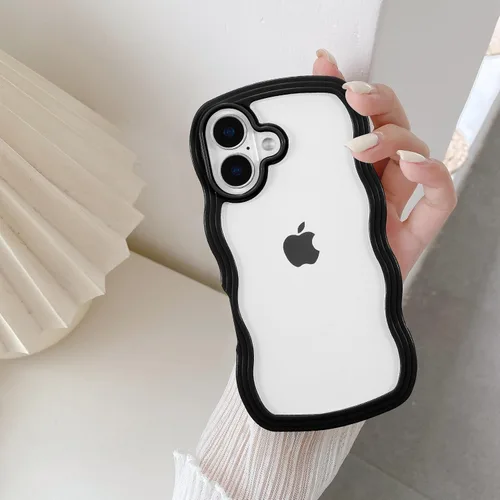 Miniatura 19 de QLTYPRI Funda compatible con iPhone 7/8/SE, bonita funda transparente con marco ondulado rizado para niñas y mujeres, funda protectora de TPU