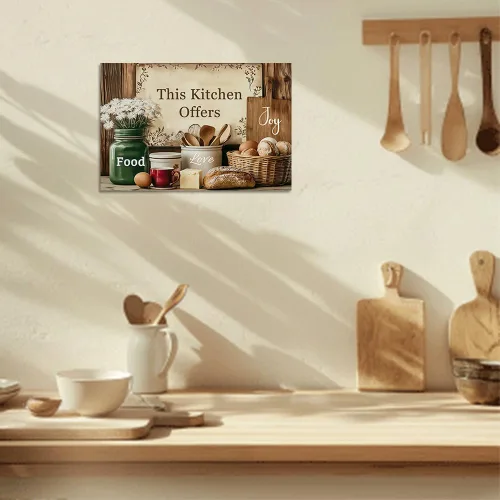 Miniatura 5 de CGXLB Arte de pared de cocina campestre, estilo vintage, esta cocina ofrece comida, amor y alegría, naturaleza muerta, pintura al óleo, pan de café
