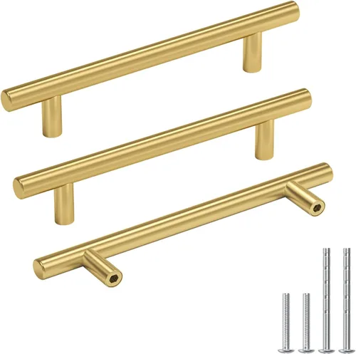 Miniatura 13 de Goldenwarm Paquete de 15 manijas doradas de 2-1/2 pulgadas, tiradores de gabinete de latón cepillado, manijas doradas para cajones de cocina