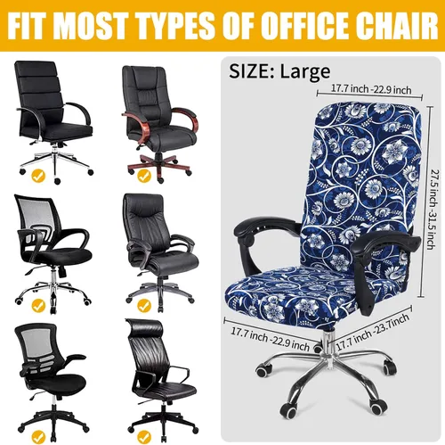 Miniatura 5 de Smiry - Fundas elásticas estampadas para silla de oficina de computadora, universales, giratorias, extraíbles, lavables, ajuste suave, protector