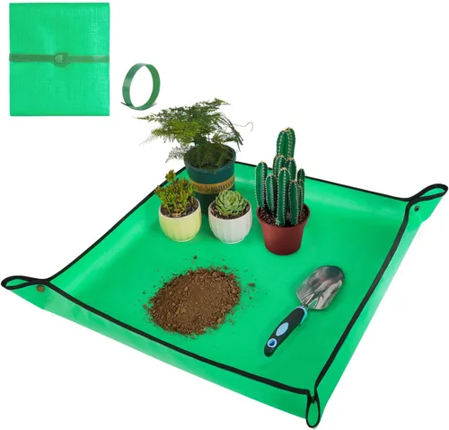 Miniatura 9 de Tapete grande de 39.5" x 31.5" para trasplante de plantas de interior, control de desorden en mesa, bandeja portátil para macetas de jardinero