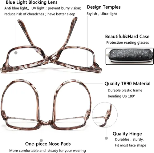 Miniatura 8 de EYEURL Gafas de lectura para mujer, con bloqueo de luz azul, paquete de 2 lentes ligeros para computadora + 3.5 lentes de bloqueo de deslumbramiento