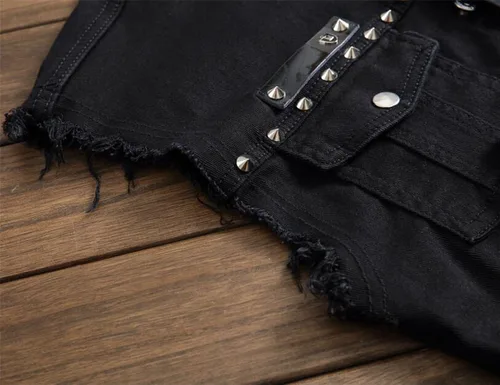 Miniatura 3 de DSDZ Chaleco de mezclilla punk para hombre Chaquetas sin mangas con remaches