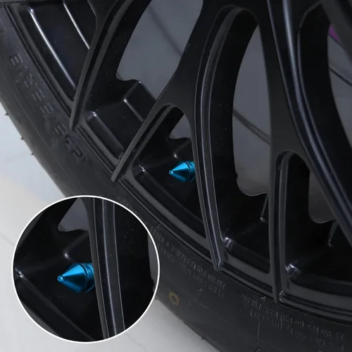 Miniatura 5 de SINGARO Tapones para válvulas de neumáticos de automóvil, 4 piezas de accesorios universales de aleación de aluminio, cubiertas de neumáticos Azul