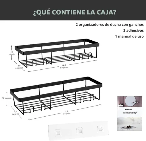 Miniatura 3 de Moforoco Estante organizador de estante para ducha, cesta autoadhesiva negra para estantes de baño, decoración interior de pared de casa de campo