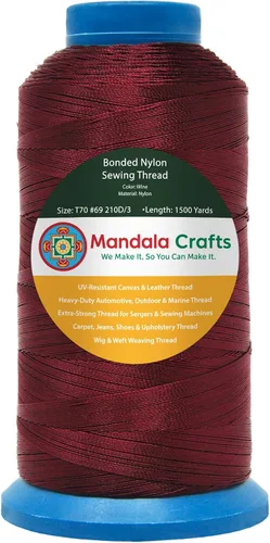 Miniatura 224 de Mandala Crafts - Hilo de nailon para coser cuero, tapicería, mezclilla y para trenzar el pelo; resistente, 1500 yardas, tamaño 69 T70 Marrón