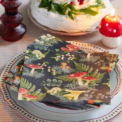 Miniatura 2 de Talking Tables 20 servilletas de cena de otoño para Navidad, Acción de Gracias, cenas, decoupage – Servilletas de hongos y setas del bosque