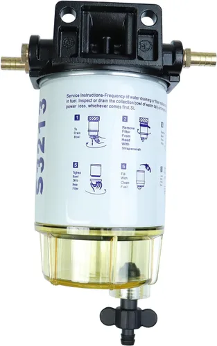 Miniatura 3 de Filtro de combustible separador de agua compatible con motor fueraborda Mercury Marine con púas de 3/8 pulgadas x 1/4 pulgadas NPT accesorios que