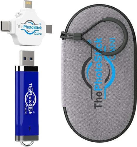 ThePhotoStick® Omni - Funda protectora de 256 GB + - Copia de seguridad y transferencia segura de fotos y videos, organización de archivos