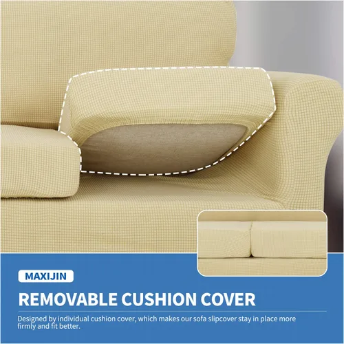 Miniatura 4 de MAXIJIN Fundas para sillas de 2 piezas con brazos, súper elásticas, para sala de estar, perros, a prueba de mascotas, protector de sofá ajustable