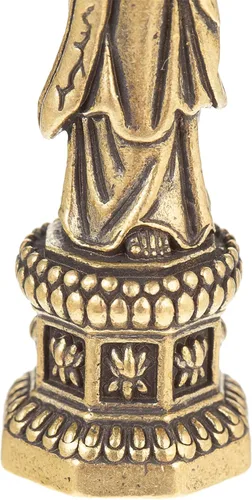 Miniatura 3 de FENGSHUI-CAISHEN Pequeña estatua de cobre Guan Yin, hecha a mano para meditar la decoración zen, pequeña figura de Quan Yin, Baby Kwan Yin