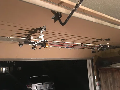 Miniatura 3 de Estante de almacenamiento para puertas de garaje con ganchos para cañas de pescar, paletas de kayak y más
