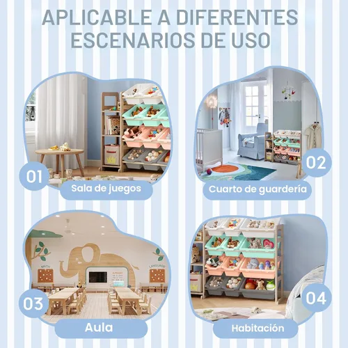 Miniatura 6 de Organizador de almacenamiento de juguetes - Organizadores de juguetes y almacenamiento con estantería, estantería de almacenamiento de juguetes