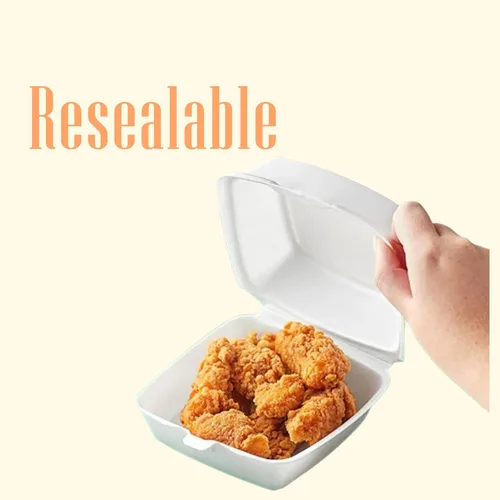 Miniatura 3 de Mr Miracle Recipientes de espuma de 6 x 6 pulgadas, contenedores desechables de espuma de poliestireno para alimentos, tapa con bisagras, 50