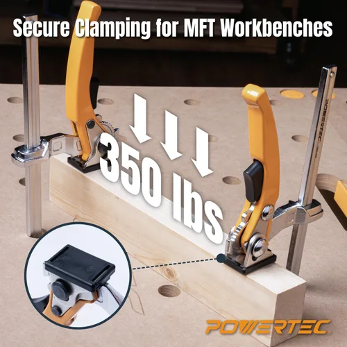 Miniatura 4 de Powertec 71542V - Abrazadera de mesa con trinquete de liberación rápida para MFT y sistema de guías, capacidad de 7 pulgadas (178 mm) x 2-3/8