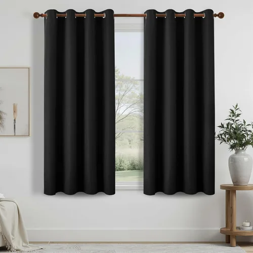 Miniatura 15 de DONREN Cortinas opacas de lino con aislamiento térmico de 52 x 95 pulgadas, cortinas de oscurecimiento de habitación con ojales para dormitorio