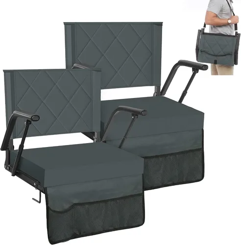 Miniatura 11 de Sheenive Asientos de estadio para gradas con soporte trasero (paquete de 1) – Cojín ancho de 2.8 pulgadas de grosor y reposabrazos acolchados