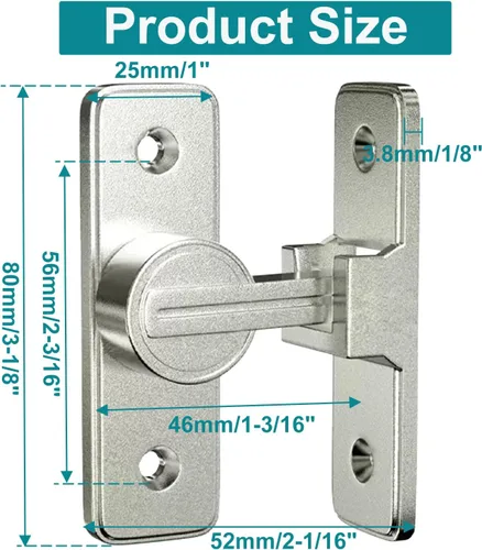 Miniatura 3 de Accesorios de cerradura de puerta de granero, cierre de puerta resistente de 90 grados, pestillo de seguridad para puerta, cerradura de cerrojo