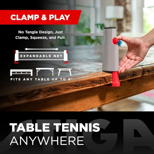 Miniatura 2 de STIGA Juego de red de ping pong retráctil todo en uno, incluye 2 paletas de ping pong, 3 bolas de 1 estrella, bolsa de almacenamiento de malla, se