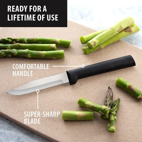 Miniatura 3 de Rada Cuchillo de pelar para todos los días, hoja de acero inoxidable con mango de resina de acero inoxidable negro, 6-3/4 pulgadas