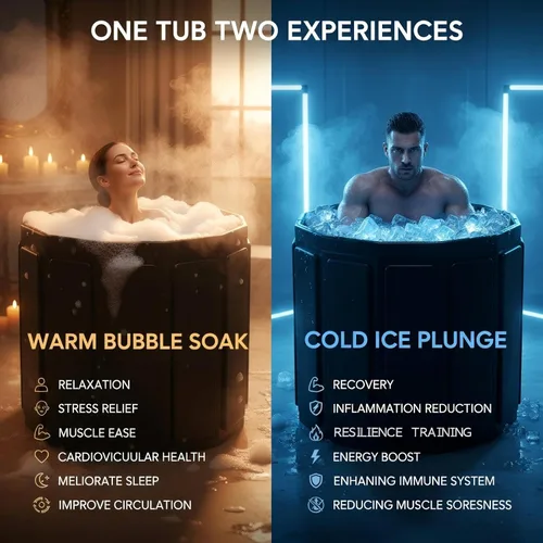 Miniatura 4 de Bañera portátil para adultos, bañera plegable para spa caliente y baño de hielo, bañera plegable pequeña para baño, bañera portátil aislada de 6
