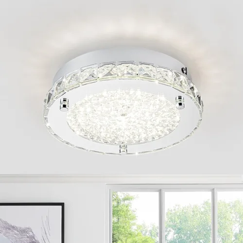 Lámpara de techo de montaje empotrado, luces de techo cromadas de cristal para cocina, lámpara LED de dormitorio de 8.3 pulgadas para baño, pasillo,
