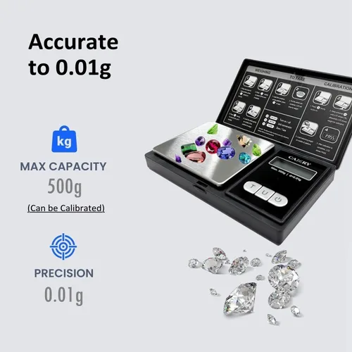 Miniatura 3 de CAMRY Báscula digital de bolsillo de 17.64 oz/0.00 oz, báscula digital pequeña, gramos, onzas, granos, báscula de hierbas, báscula de joyería
