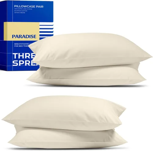 Miniatura 14 de Juego de 2 fundas de almohada de 100% algodón egipcio de fibras largas, 1000 hilos, 100% algodón peinado puro natural, para dormir