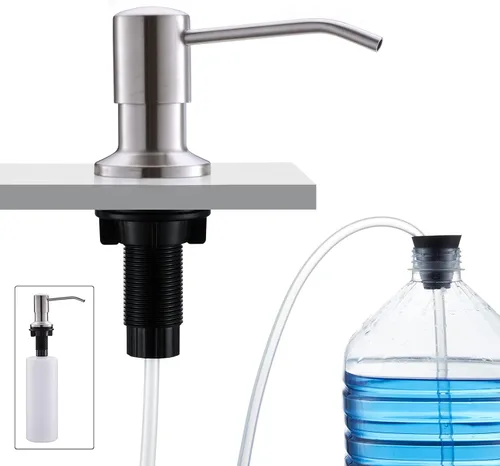 Miniatura 10 de CREA Dispensador de jabón para platos para fregadero de cocina, juego de dispensador de jabón de cocina integrado con tubo de 39 pulgadas, botella