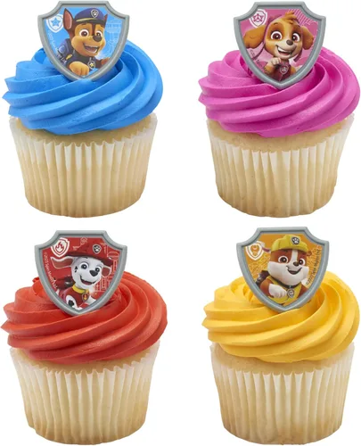 Miniatura 5 de DecoPac Paw Patrol Reporting For Duty Anillos, Decoraciones de cupcakes con Chase, Marshall, Skye y Rubble - Paquete de 24