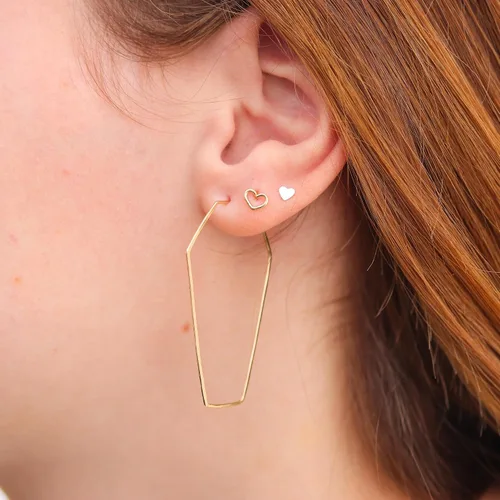 Miniatura 82 de Aretes de aro finos martillados, elegantes plata esterlina geométrica sólida, relleno de oro y relleno de oro rosa; para mujer por Lotus Stone