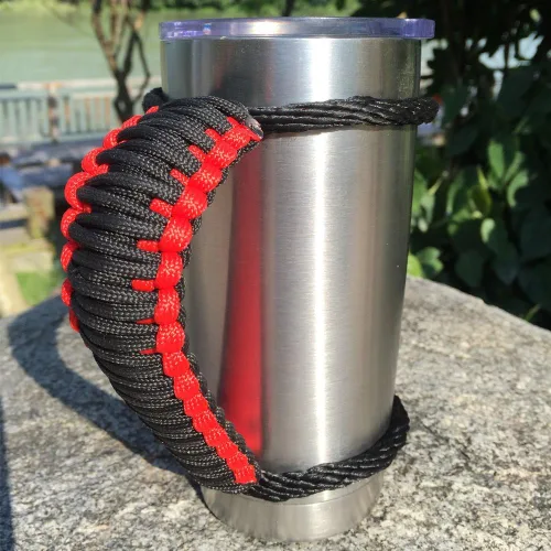 Miniatura 8 de MOCE Mango de paracaídas hecho a mano para vaso Yeti/Rtic/Ozark Trail Rambler de 30 onzas. Morado/Blanco Violeta/Blanco