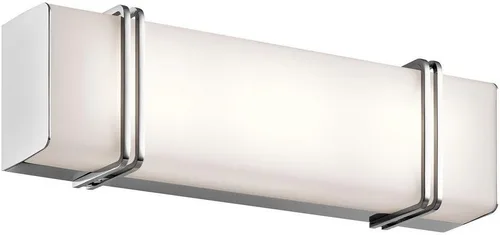 Kichler Impello - Lámpara de tocador lineal LED de 18.25 pulgadas con cristal blanco satinado grabado, cromado