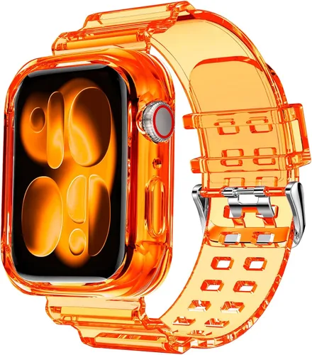 Miniatura 39 de DABAOZA - Correa compatible con Apple Watch de 49 mm, 46 mm, 45 mm, 44 mm, 42 mm, 41 mm, 40 mm, 38 mm, con protector, correa de TPU brillante