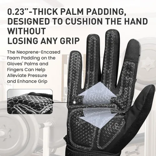 Miniatura 3 de FINGER TEN Guantes de entrenamiento de levantamiento de pesas, medio dedo completo con soporte para correa de muñeca, agarre acolchado