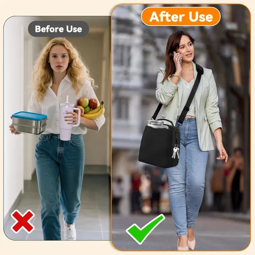 Miniatura 2 de Bolsa de almuerzo aislada Yotako para hombres y mujeres – Caja de almuerzo que cabe en tazas Stanley de 40/30 oz, bolsa refrigerante a prueba