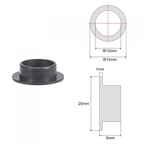Miniatura 2 de uxcell Rodamientos de manga con bridas 0.472 in Diámetro 0.551 in OD 0.236 in Longitud POM Envueltos Bujes sin aceite Negro 4pcs