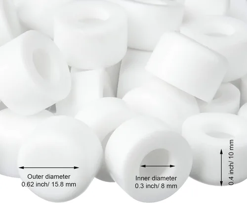 Miniatura 2 de Outus 50 piezas de tope de puerta de goma de repuesto de silicona para tope de puerta, topes para protección de pared y piso, tamaño universal Blanco