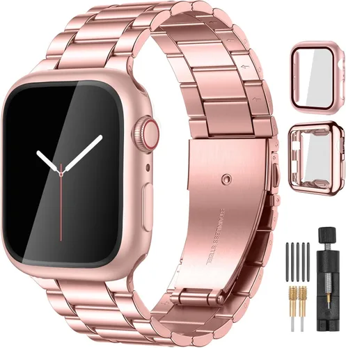 Miniatura 31 de Lerobo Compatible con Apple Watch Band de 1.732 in 1.654 in 1.575 in 1.496 in 1.614 in 1.772 in 150.9 ft 1.929 in, correa de metal de acero