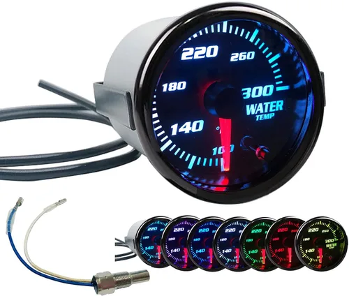 Medidor de temperatura del agua de 2.047 in, 7 colores teñidos, medidor de temperatura de 2 "-1/16 pulgadas, 100-300 ℉ Fahrenheit, incluye rosca