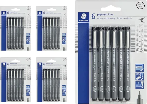Miniatura 15 de Staedtler Delineador de Pigmentos, Pluma Delineadora para Dibujo, Bocetos, Diario, 0.05mm (0.002 in), Negro, Caja de 5 Plumas, 308 0059M