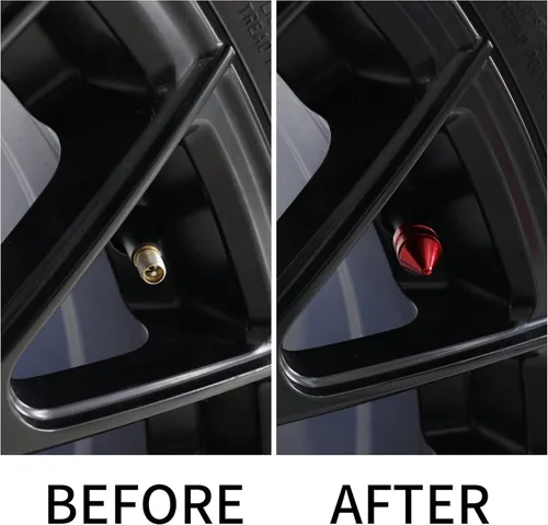 Miniatura 3 de SINGARO Tapones para válvulas de neumáticos de automóvil, 4 piezas de accesorios universales de aleación de aluminio, cubiertas de neumáticos Rojo